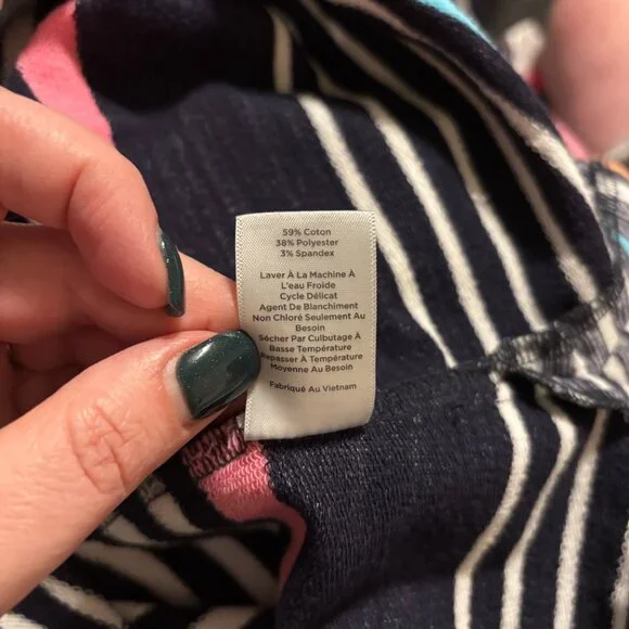 Talbots Women's Multi-Color Stripe Shift Drawstring Waist Comfy Dress ~ Small - Picture 9 of 10